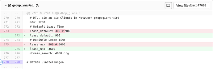 Screenshot 2024-11-18 at 18-29-14 Fix dhcp lease time (acc47682) · Commits · ffgt _ ffgt-ansible · GitLab